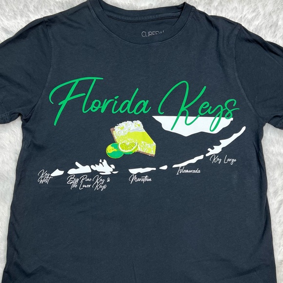 No Curfew Florida Keys Crewneck Graphic Short Sleeve Tee Shirt in Black Sz S - Picture 3 of 6